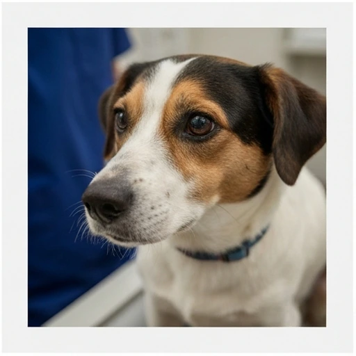 Dog undergoing a health evaluation