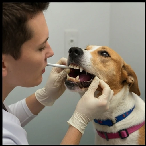 Veterinary professional checking a dog